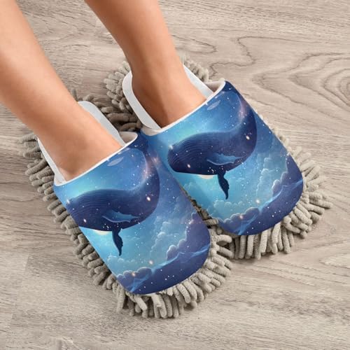 RunningBear White Whale Mop Slippers for Floor Cleaning