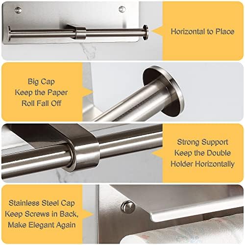 Sturdy 304SS STopleft Holder Double Head Space Saver Brushed Nickel Rust-Free