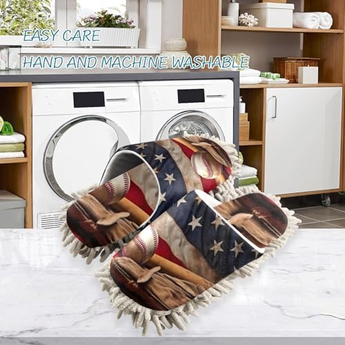 American Flag Microfiber Cleaning Slippers - Washable Mop Shoes for Men Women