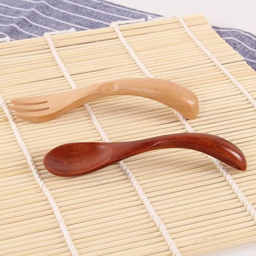 Wooden Boys Girls Fork Spoon Set for Children