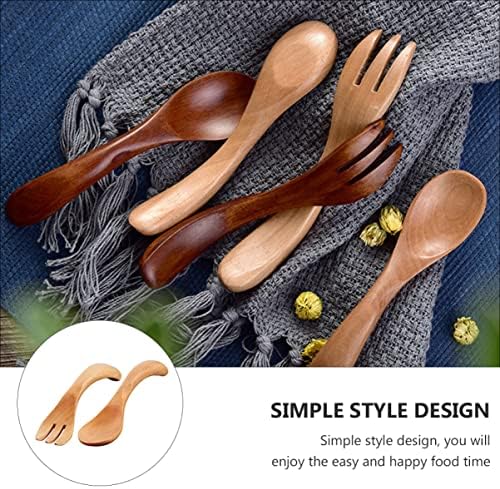 2-Piece Adorable Wooden Fork Spoon Set for Toddlers