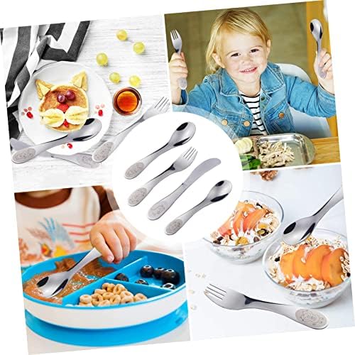 KICHOUSE Set of 4 Boys Girls Fun Cutlery Flatware for Children