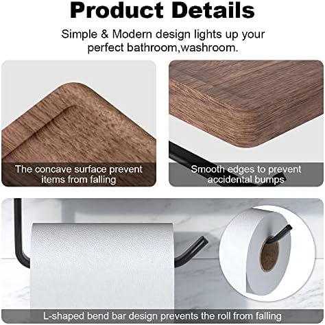 IURRDOP Toilet Paper Holder with Walnut Shelf