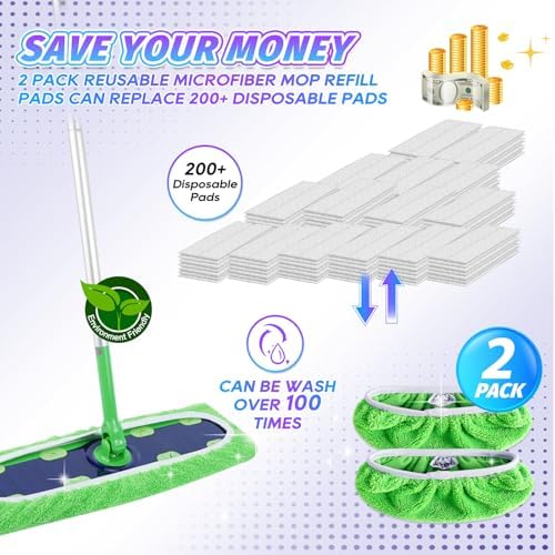 KEEPOW X-Large Reusable Cotton Mop Pads for Swiffer XL 6 Pack