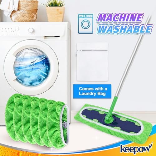 KEEPOW XL Mop Pads - Reusable Microfiber Mopping Pads for Hard Surfaces
