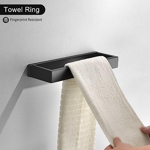 TNOMS Black Towel Bar Set 4-Piece Bathroom Hardware Set
