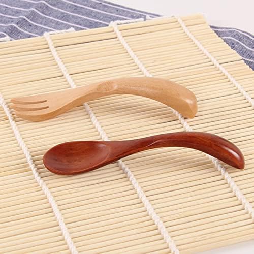 2-Piece Adorable Wooden Fork Spoon Set for Toddlers