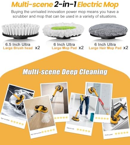 Qimedo Electric Mop M1 Replacement Pads Brush Heads 2-in-1