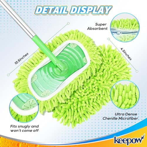 KEEPOW 22 Pack Reusable Wet Pads for Swiffer Sweeper Mop