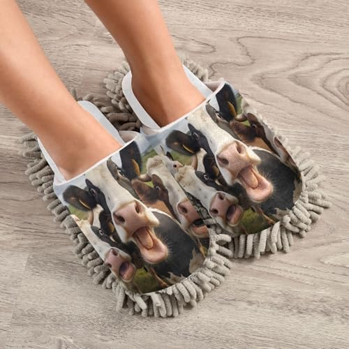 White Funny Cow Slippers