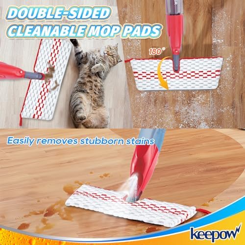 KEEPOW Mop Pads Refills Deep Clean with Flip Top Design