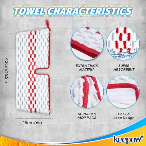 KEEPOW Mop Pads Refills Deep Clean with Flip Top Design