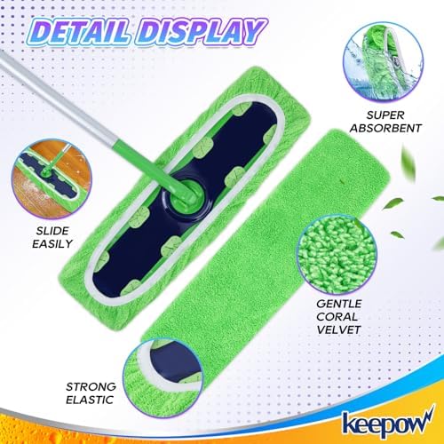 KEEPOW Reusable Wet Dry Pads XL for Swiffer XL Mop 8 Pack