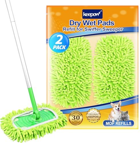 KEEPOW 62 Pack Reusable Wet Dry Pads for Swiffer Mop