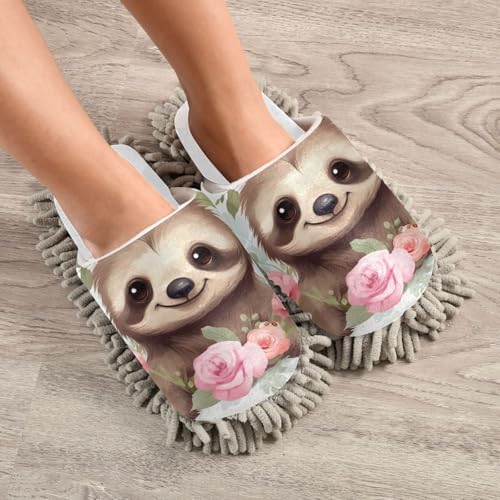 White Sloth Mop Slippers for Kitchen Floors