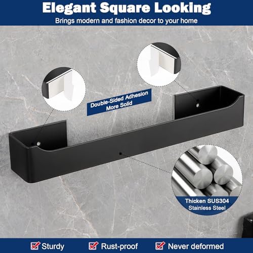 NearMoon Self Adhesive Hand Towel Holder Stainless Steel 14 Long Matte Black