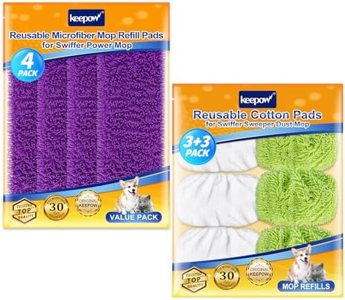 KEEPOW 64 Pack Reusable Power Mop Refill Pads