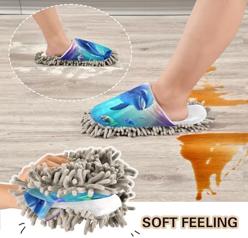 White Dolphin Fish Ocean Mop Slippers