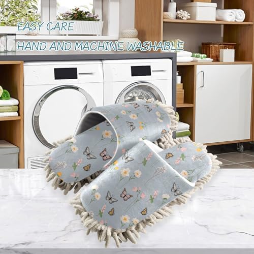Kigai Microfiber Slippers Butterfly Wildflowers Floor Cleaner