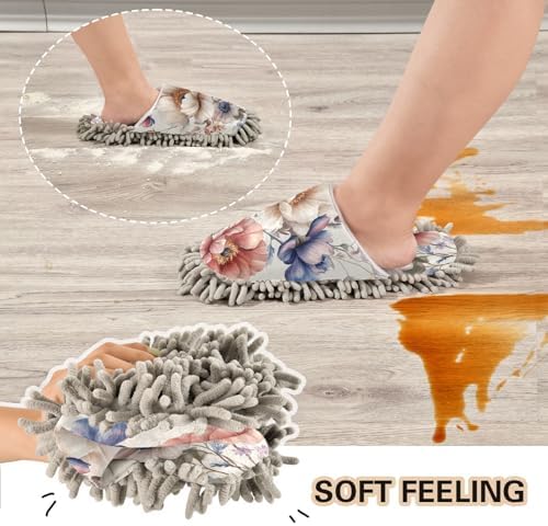 FLildon Microfiber Cleaning Slippers with Blooming Flowers