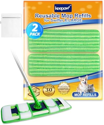 KEEPOW Reusable X-Large Mop Pad 2-Pack - Durable and Effective Cleaning Solution