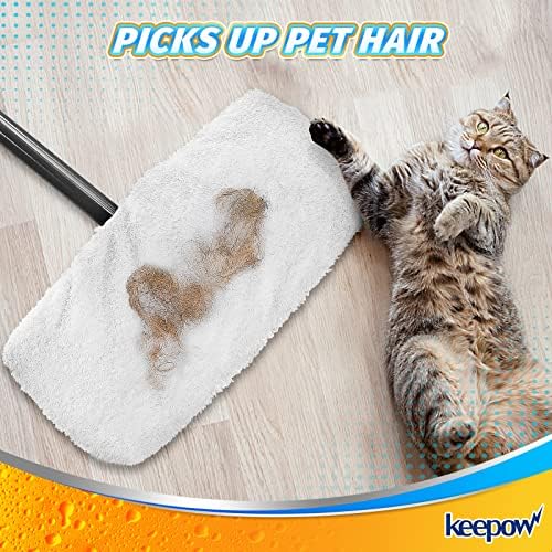 KEEPOW Reusable Mop Pads 15x8 6 Pack Washable Mop Heads with 100 Uses
