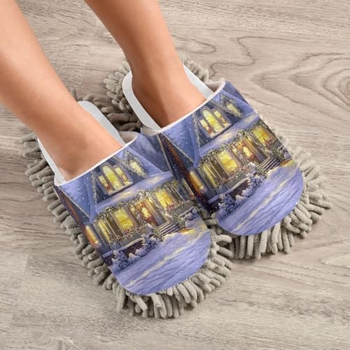 Cozy Christmas Mop Slippers for Easy Home Cleaning