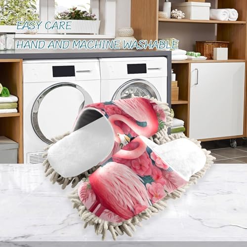 RunningBear White Flamingo Pink Mop Slippers