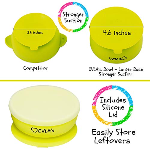 EVLAS Baby Feeding Set Silicone Bibs Divided Plate Suction Bowl Soft Spoons