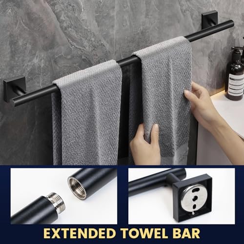 Matte Black Bathroom Hardware Set with 4 Essential Pieces