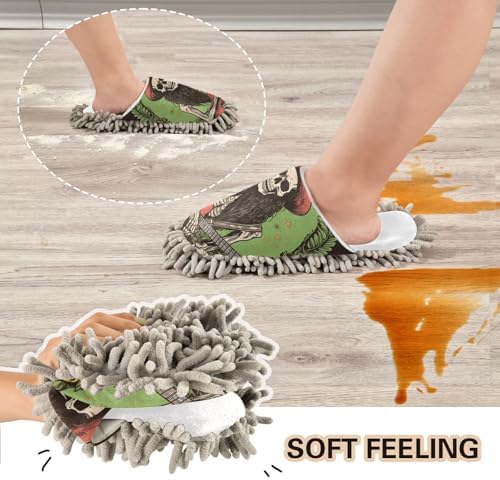 White Music Skull Mop Slippers