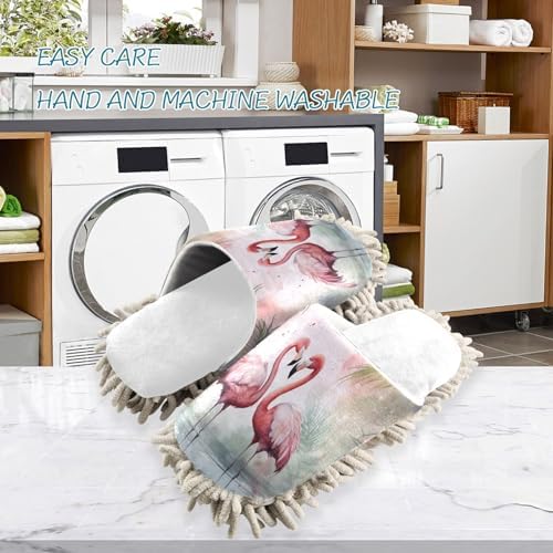 RunningBear White Flower Flamingo Summer Mop Slippers