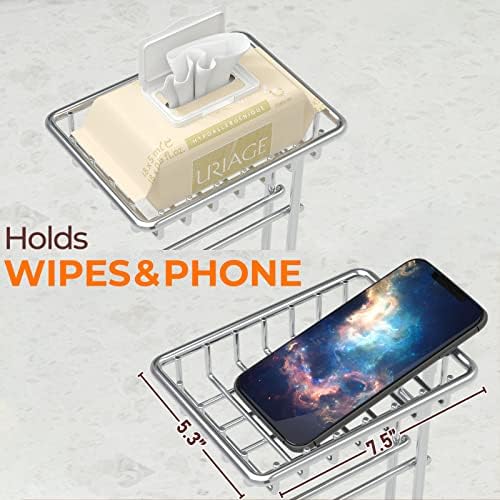 Sturdy Toilet Paper Holder with Shelf for Bathroom Storage Organizer