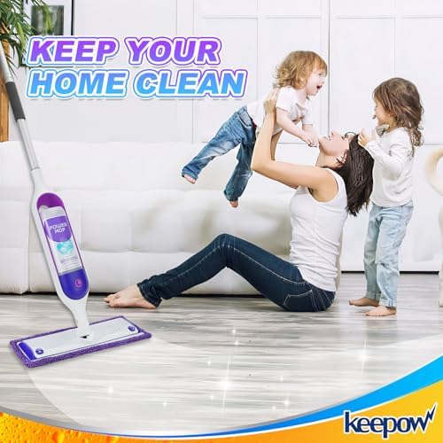 KEEPOW Reusable Power Mop Pads for Swiffer Microfiber 4 Pack