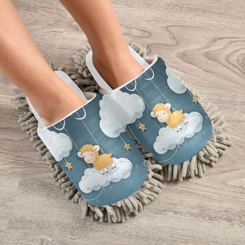 RunningBear White Sheep Cloud Mop Socks for Floor Cleaning