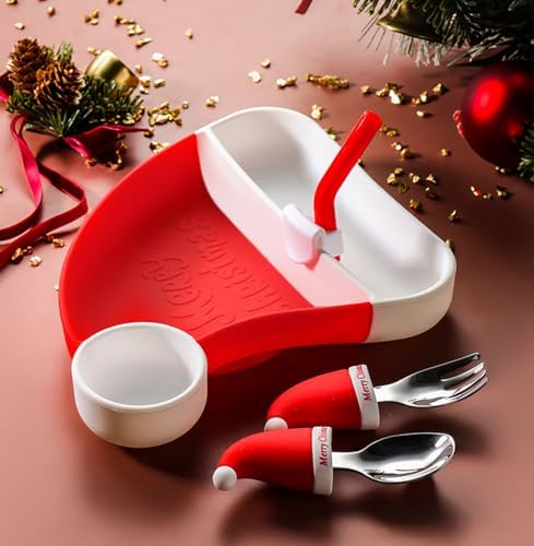 Xmas-Theme Silicone Stainless Steel Feeding Set for Babies