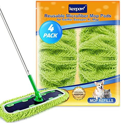 KEEPOW Reusable Microfiber Mop Pads for Swiffer Sweeper XL Duster Refills