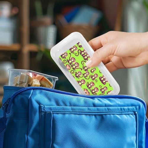 Green Clever Monkey Print Stainless Steel Utensils Set with Travel Case