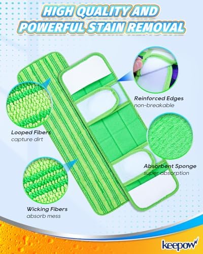 KEEPOW Reusable X-Large Mop Pad 2-Pack - Durable and Effective Cleaning Solution