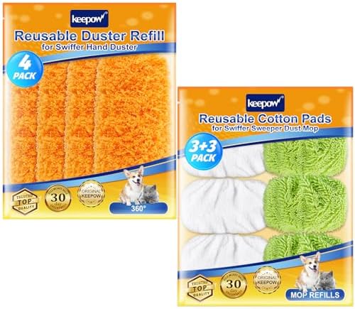 KEEPOW Reusable Microfiber Mop Pads Duster Refills