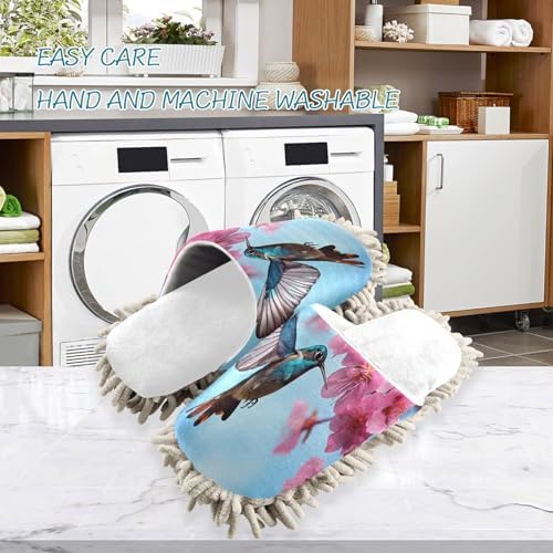Cozy White Peach Blossom Mop Slippers for Easy Maintenance and Comfort