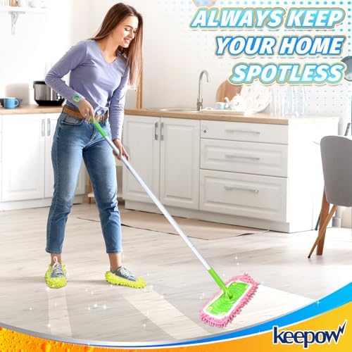 KEEPOW Mop Slippers 5 Pairs Microfiber Floor Cleaning Shoes