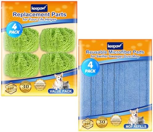 KEEPOW Reusable Microfiber Mop Pads for Swiffer Sweeper Mops 44 Pack