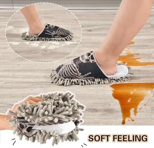 White Black Skeleton Mop Slippers for Clean Kitchens