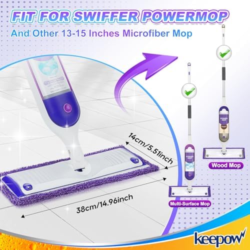 KEEPOW Reusable Power Mop Pads for Swiffer Microfiber 4 Pack