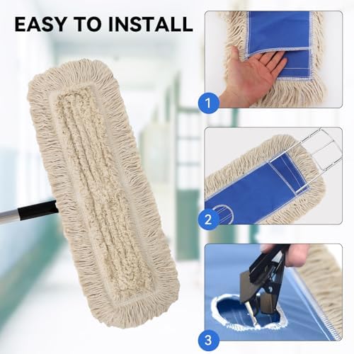 24 inch compact dust mop replacement for commercial use with microfiber fibers