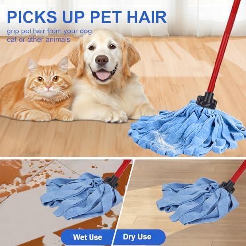 Powerful Efficient Blue Microfiber Mop Cloth Head Replacement