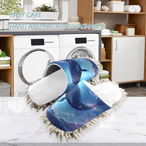 RunningBear White Whale Mop Slippers for Floor Cleaning