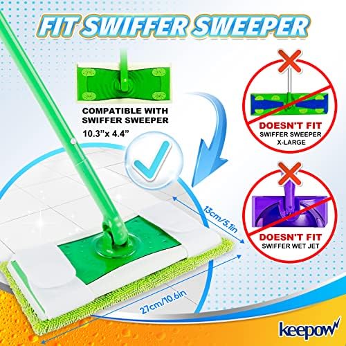 KEEPOW Reusable Dry Swiffer Pads - Washable for Floors