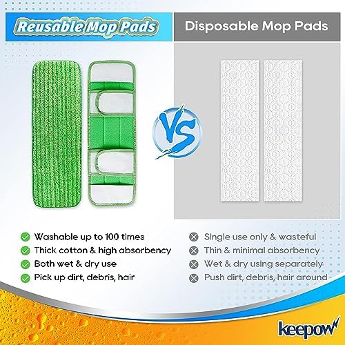 KEEPOW XL Pads 10 Replacement Pads for Swiffer Wet Dry Mops
